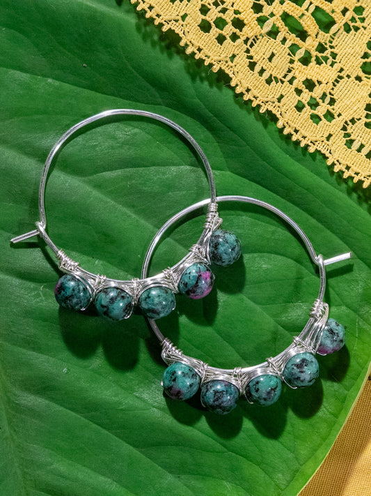 Ruby Zoisite | Silver Hoops
