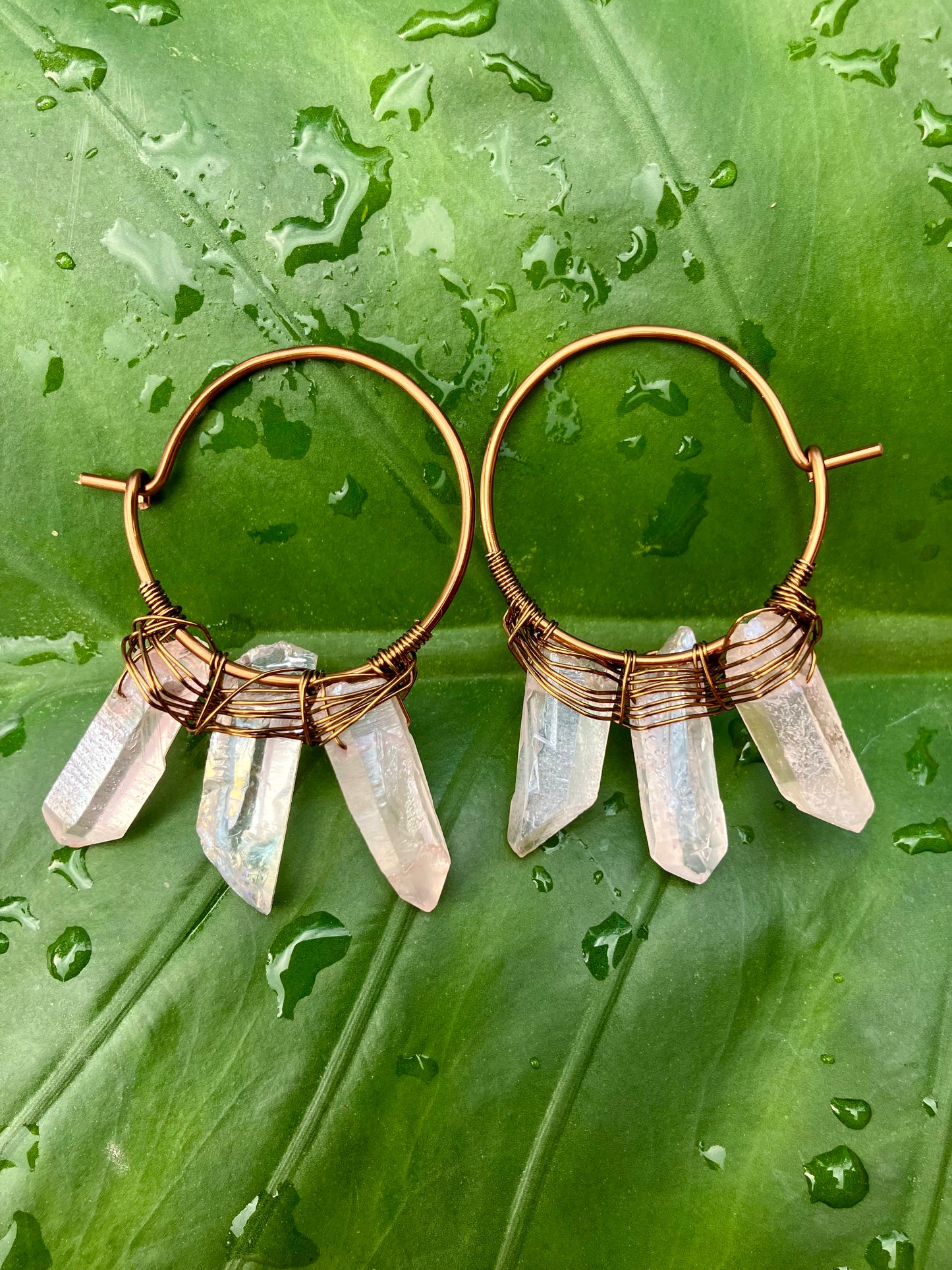 Aura Rose Quartz | Goddess Hoops